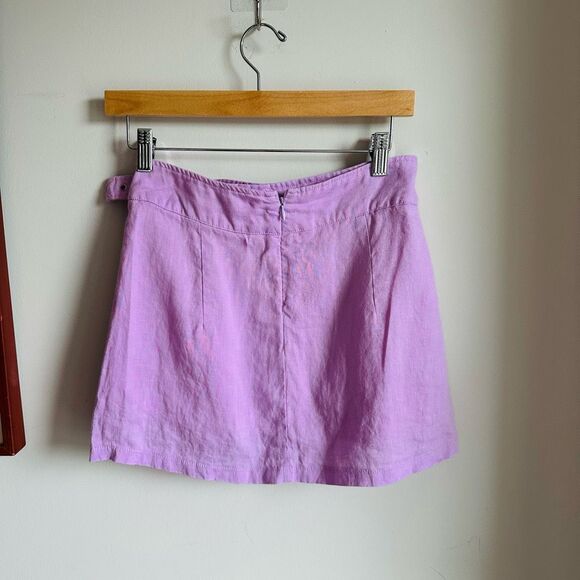 CARMAR Lavender Linen Mini Skirt with Belted Waist – Size Small - Picture 7 of 8